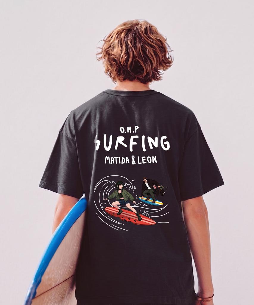 OHP Ohpxquirk Couple Surfing Semi-Oversized Short Sleeve T-Shirt 6 (B Type)