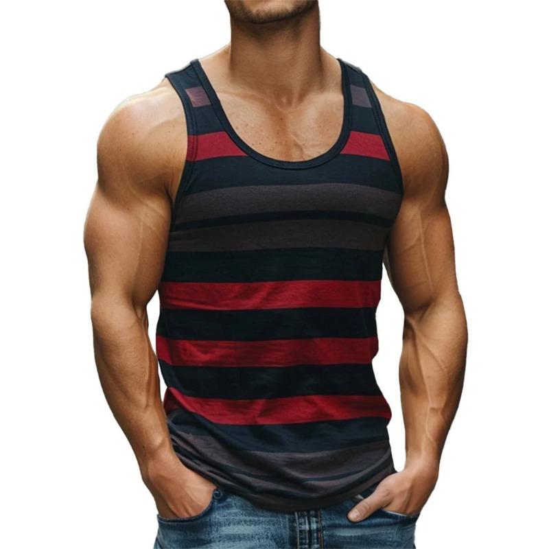 

Летняя футболка с круглым вырезом, 3D, разноцветная, в стиле ретро, с графическим принтом в полоску, модная, повседневная, без рукавов, майка, мужские футболки 6XL