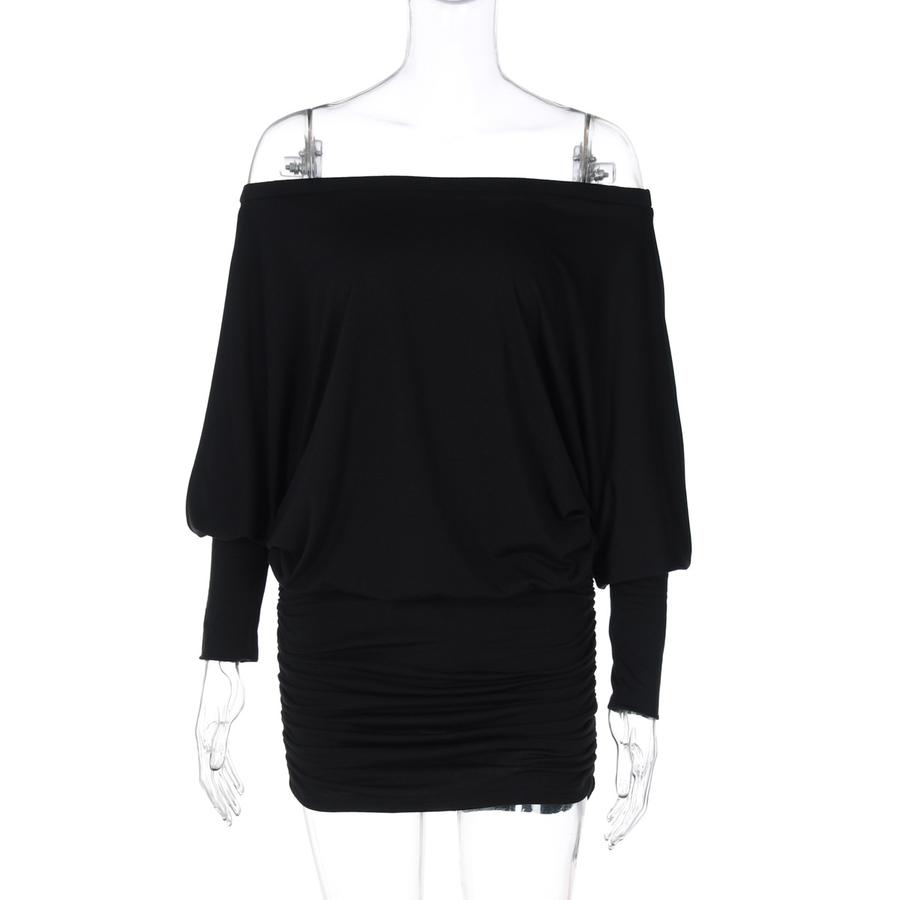 

Женское весеннее новое сексуальное облегающее платье Wind с рюшами на одно плечо XS чёрный