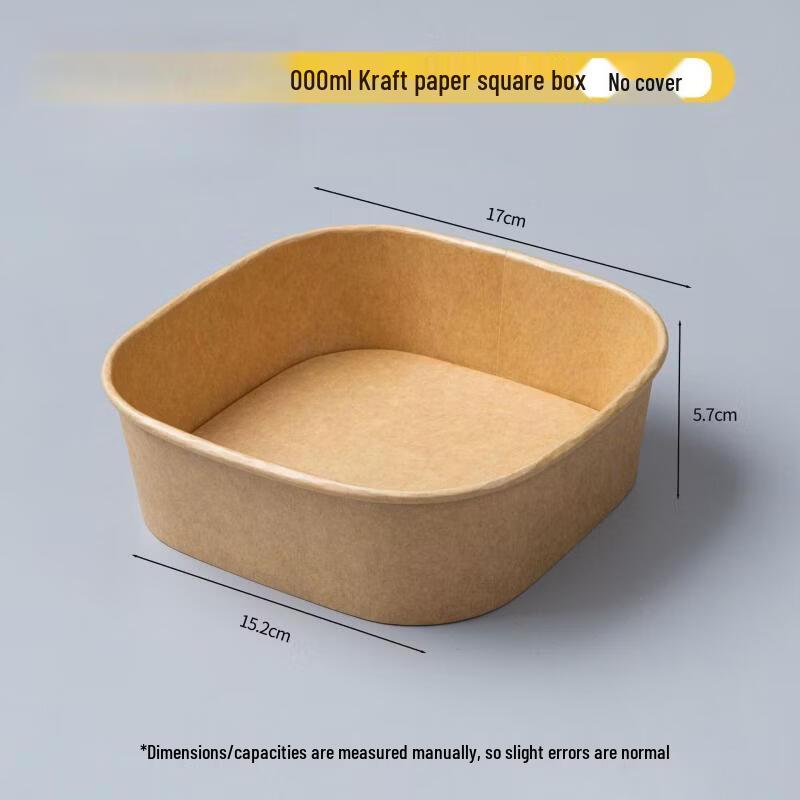Disposable Square Food Containers (1000ml, No Lid)