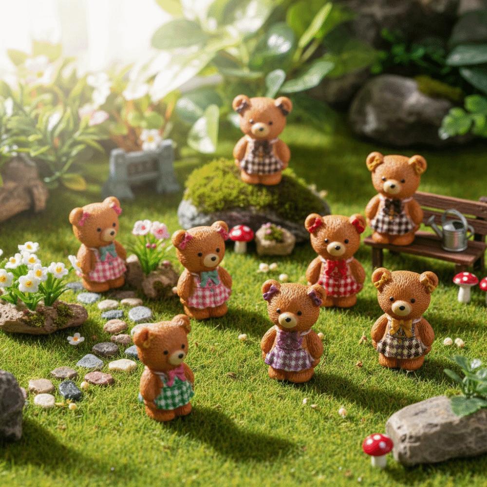 5pcs Mini Apron Bear Decorations Cartoon Bear Ornaments Cute Desk Bear Decorations Gift