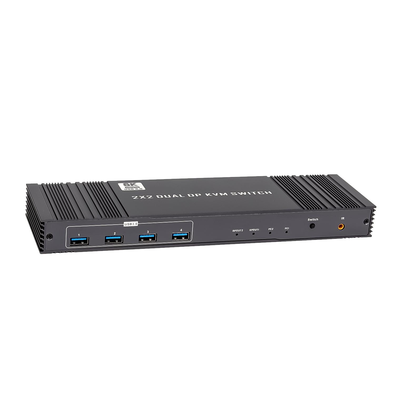 

K10-2 USB 3.0 Dual DP Output 8K 60Hz 2x2 Version 2.1 KVM Switcher for 2 Computers/Monitors EU Plug