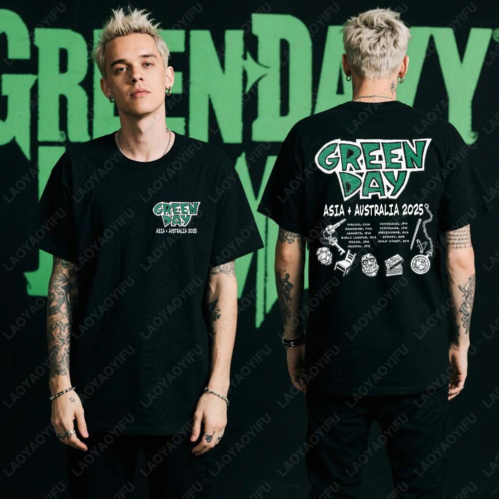 Green Day Tour 2025 Asia and Australia Tour Graphic T Shirts Summer Woman Man Fans High Quality Cotton Tshirt Music Festival