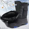 Modische schwarze Herren-Outdoorstiefel Wasserdichte Stiefel für Herren Rutschfeste Spikesohle Abriebfeste Schneestiefel Winterplüsch Warm Angelstiefel