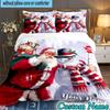 Custom Name 3PCS Santa Snowman Friendship Bedding Set,Including  Duvet Cover And 2pcs Pillowcases Perfect for Bedroom,Dormitory,Fan Christmas Gift