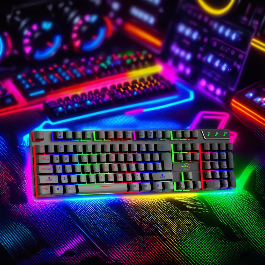 New High Quality Full Size Membrane Gaming Keyboard RGB Backlit USB Wired for Desktop