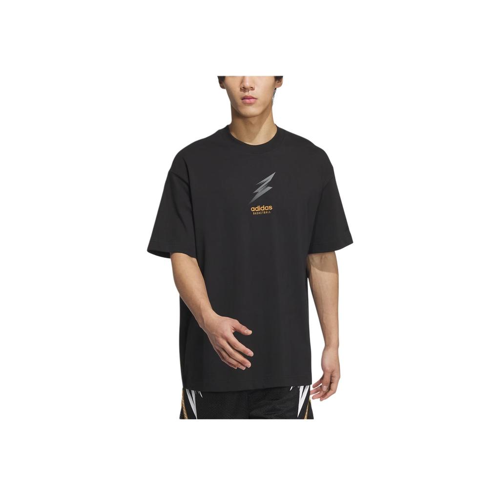 Adidas Alphabet Logo Crew Neck Casual Pullover Short Sleeve T-Shirt Men Tops Black JC6791