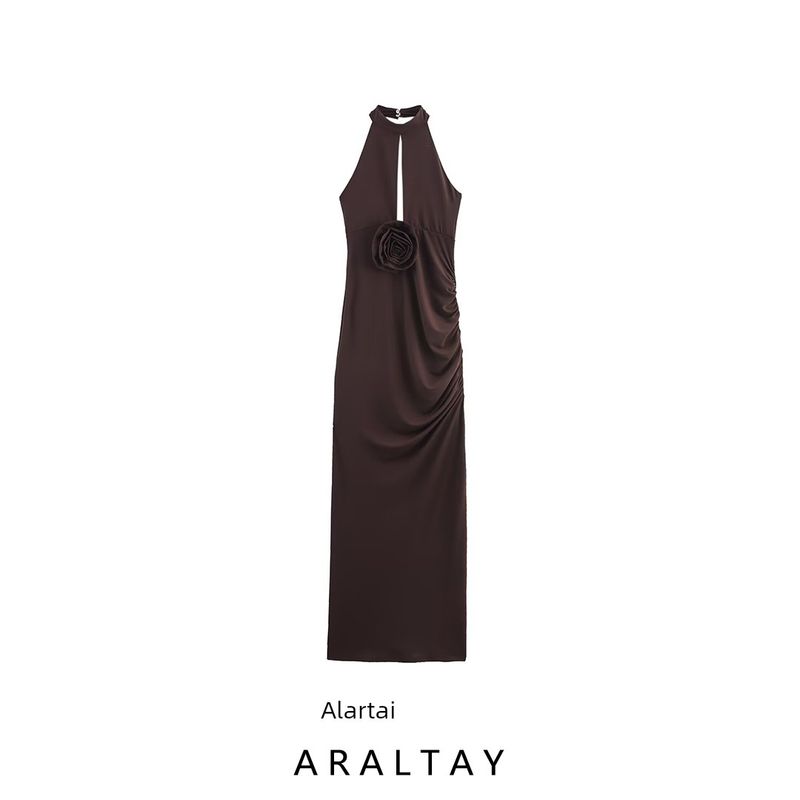 Araltay New Arrival Fashion Style Women's Clothing Fashion All-Match Minimalist Flower Hanging Collar Dress 1131832