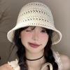 Cotton Yarn Crochet Bucket Hat Soft Breathable Unisex Cap Beach Vacation Sun Cap For Beach Travel Daily Use