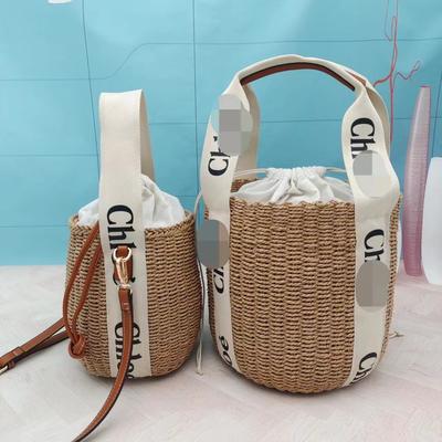 Neue handgewebte Einzelschulter-Umhängetasche, Strohgewebte Damen-Handtasche, Handtasche mit großem Fassungsvermögen und Band