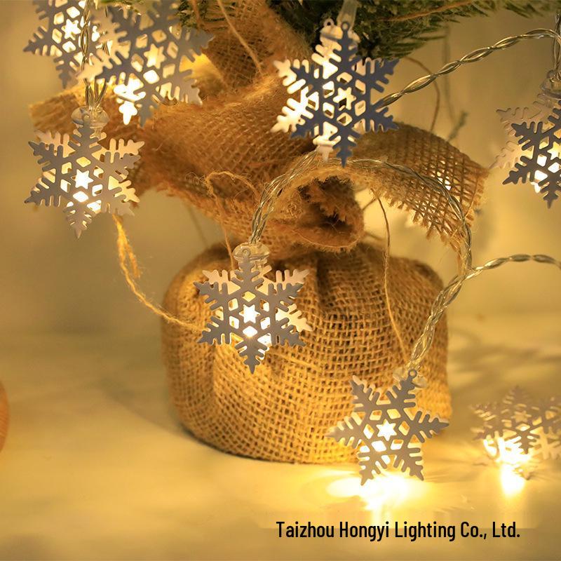 

Светодиодные рождественские гирлянды из кованого железа - украшения Санта-Клаус, Снежинка, Снеговик и Елка 1.5m 10 Lights Battery