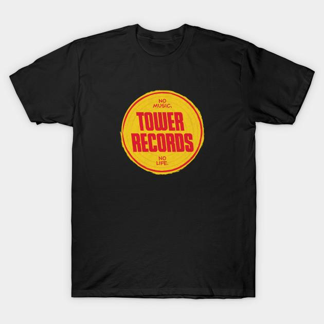 Мужская черная футболка с принтом Винтажная Tower Records 1960 | Нет Музыки Нет Жизни Печать на трансферной бумаге без вырезания Хлопковая футболка L чёрный