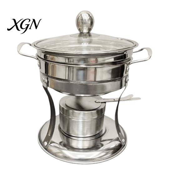 Small Buffet Warmer Chafers And Warmers Set with Glass Lid, Round Stainless Steel Compact Vacuum Insulated Meal Box Thermal Serving Bowl, Catering
