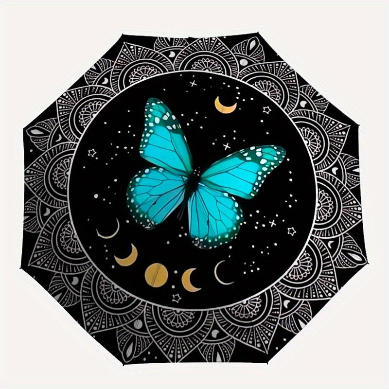 Enchanted Butterfly Mandala Wall Art: Celestial Decor for Your SpaceUmbrella, Portable 3-Fold Compact Umbrella for Men & Women Gift