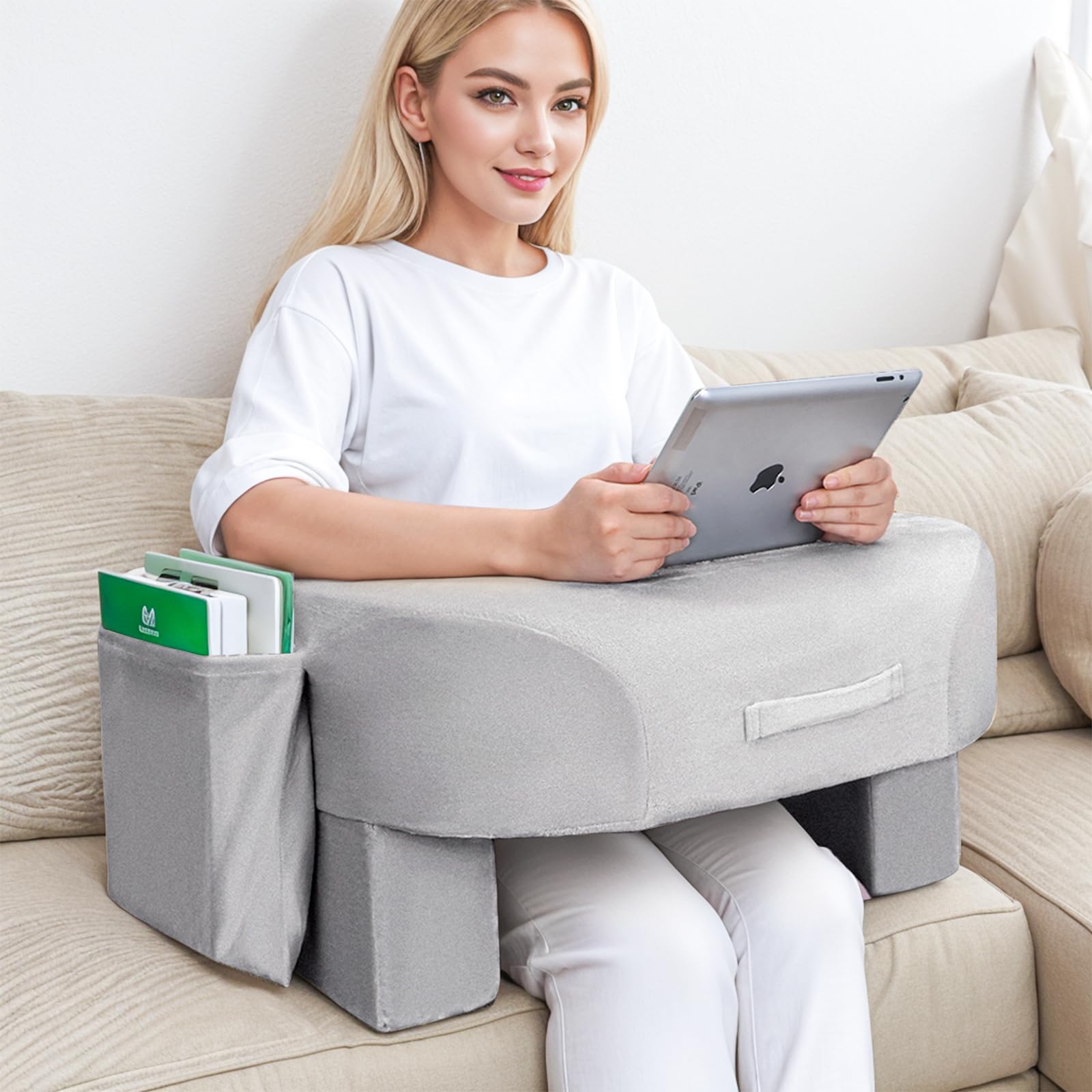 Azamia Lap Table Armrest Cushion, Bed