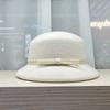 Silk Hemp Bow Autumn and Winter French Elegant Wool Woolen White Lampshade Basin Hat Fashionable Warm Foreign Gas Bucket Hat