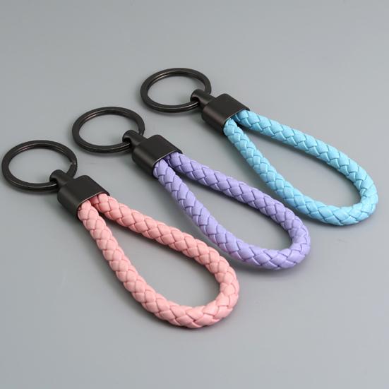 Schlüsselanhänger Lanyard Geflochtenes Seil Kunstleder Angenehmer Griff Schlüsselanhänger Aufhängeseil mit Zinklegierung Schnalle Schlüsselring