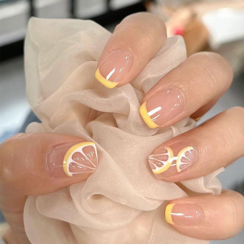 24Pcs Short Square Fake Nails Cloud Star Pattern Full Cover Press On Nail Tips Manicure Art