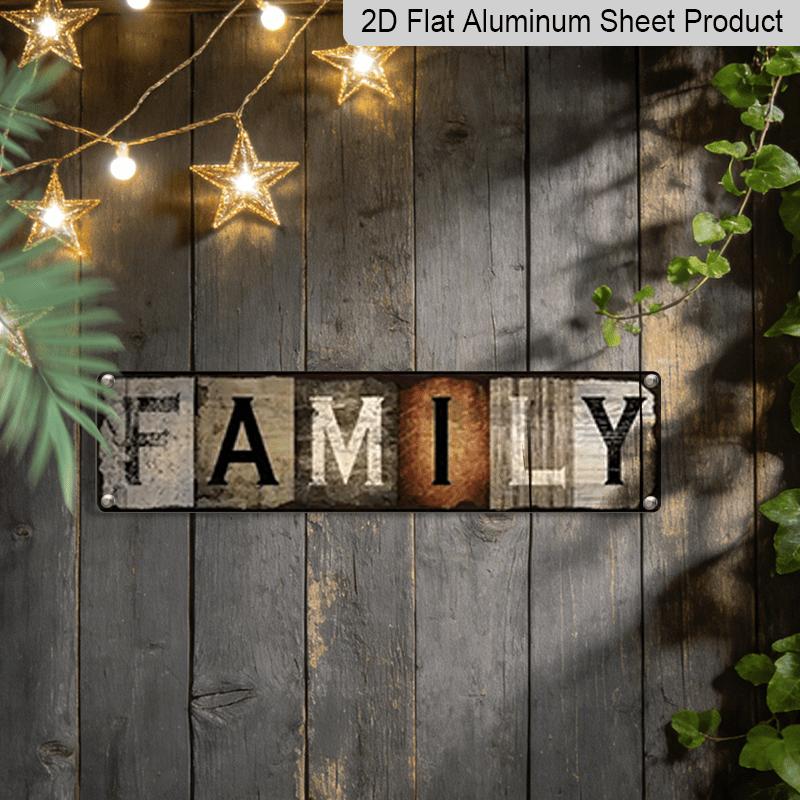 1pc 15.7×3.94 Metal Sign Rustic "FAMILY" Aluminum Decorative Sign - Vintage Style Wall Art for Home Decor, Farmhouse Living Room, Kitchen or Bedroom