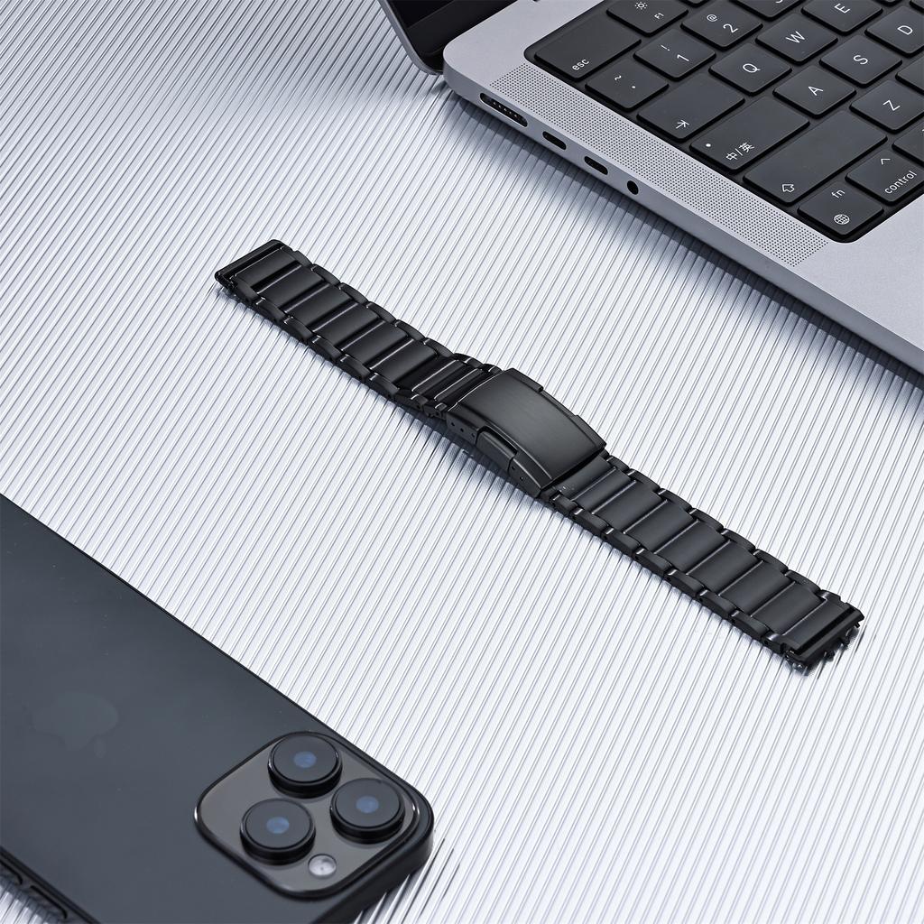 For Samsung Galaxy Fit3 Watch Band 3-Bead Turtle Back Buckle Titanium Alloy Strap