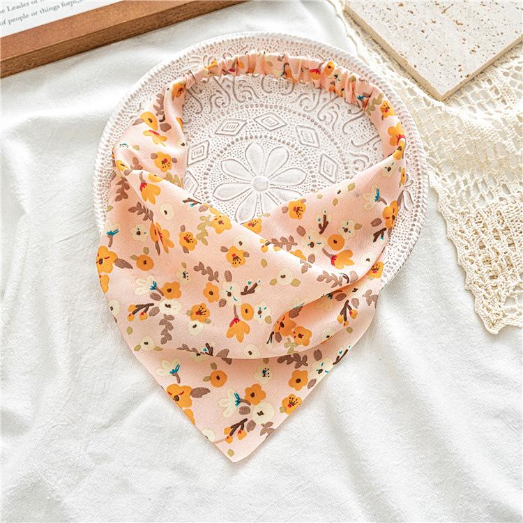 New Style Floral Countryside-style Headscarf Hairband Women's Stretchable Elastic Triangular Scarf Versatile Headband