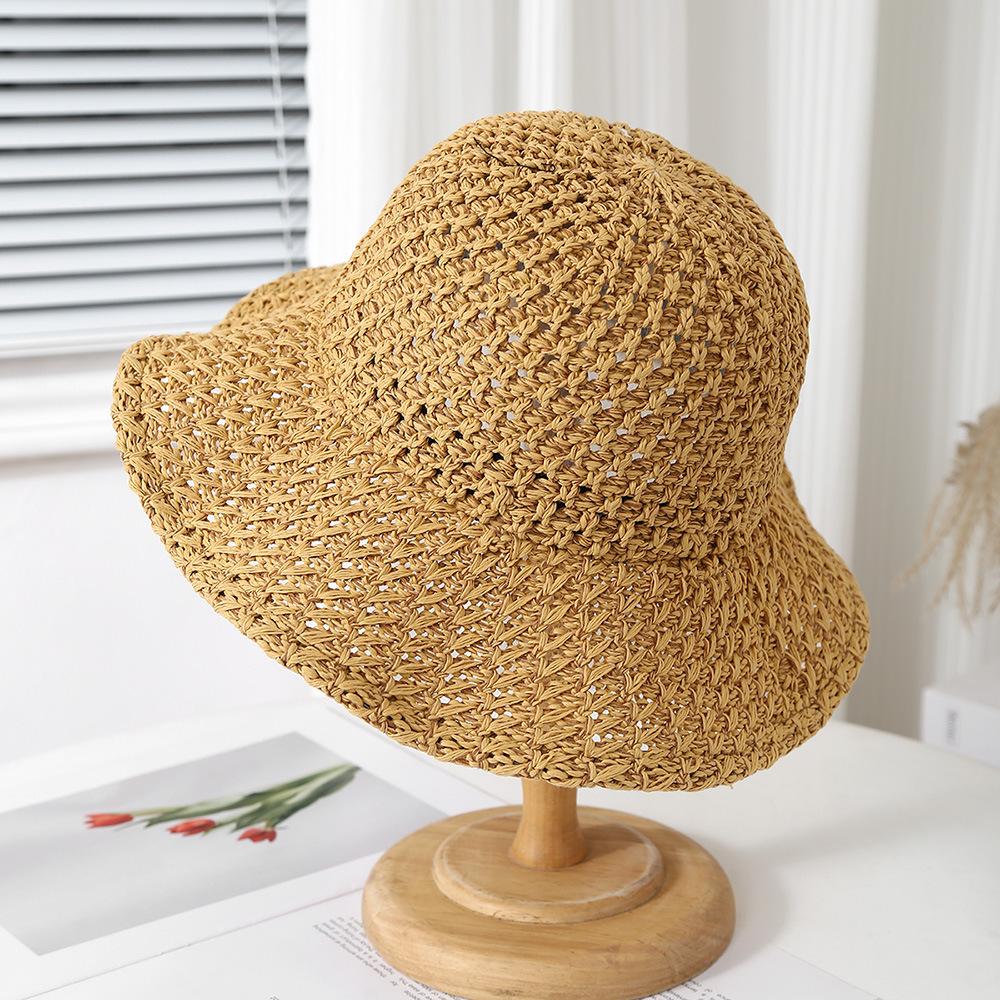 Women's Summer Fisherman Hat Breathable Sun Protection Foldable Wide Brim Beach Sun Hat for Outdoor Travel Fashion Accessories