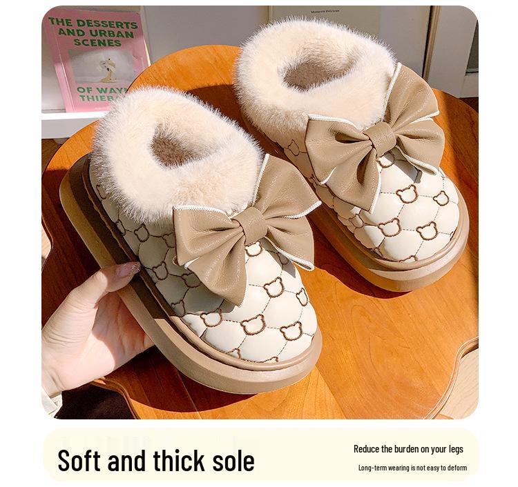 2023 Trendy Women's Waterproof Winter Cotton Slippers with Closed-Back Design
