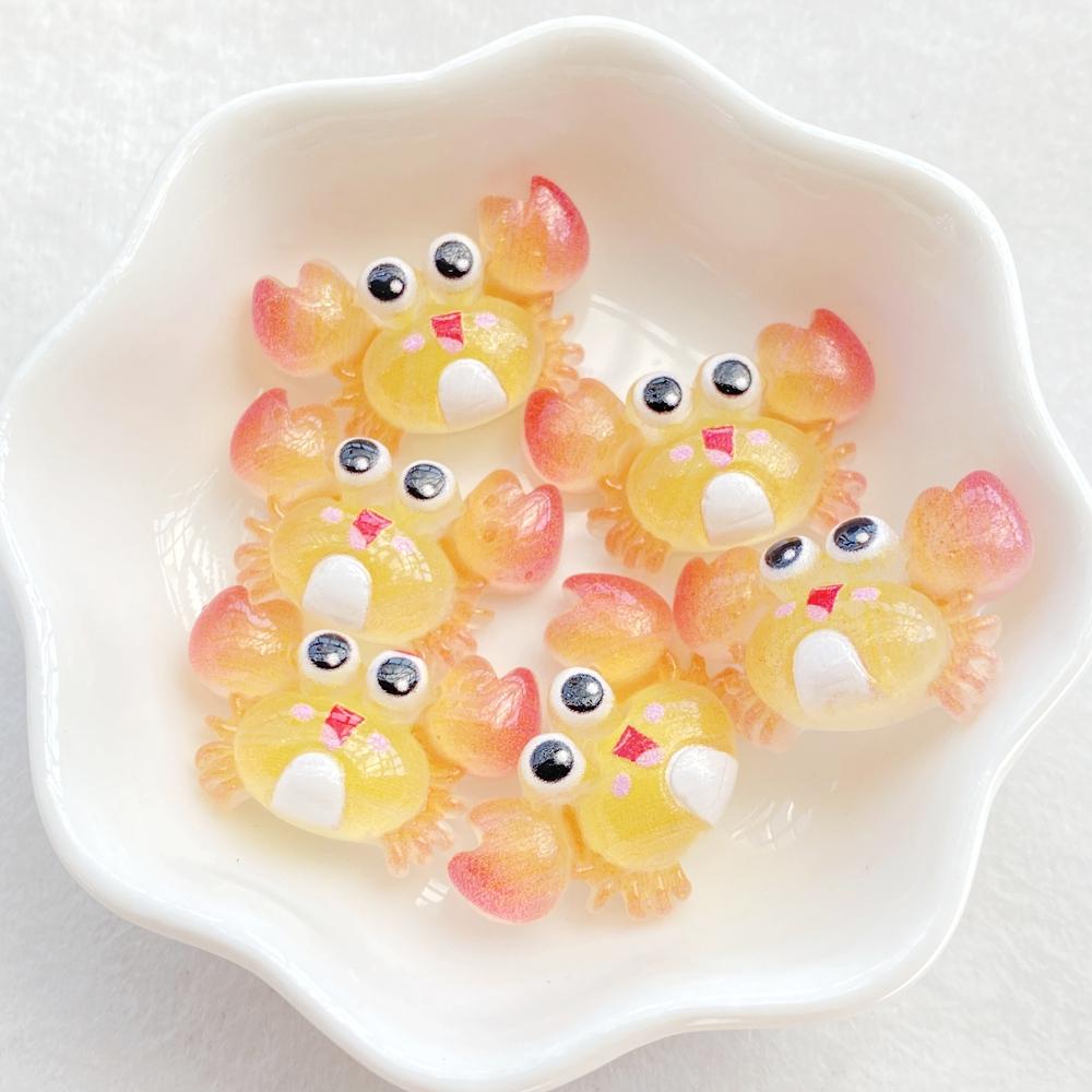 10pcs Cute Colored Crab, Starfish, Octopus, Series Resin Doll Crafts Flat Bottom Corner Jewelry Making Hair Accessories