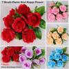 Plastic Valentine's Day Flowers 7 Heads Noble Consort Rose Natural Simulated Rose  Home Decorative