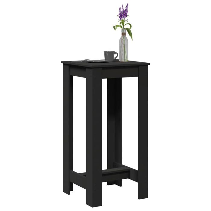 VidaXL Table de bar noir 51x50x103,5 cm bois d'ingénierie, table de pub, table haute, table de tabouret de bar, table de bar 854401