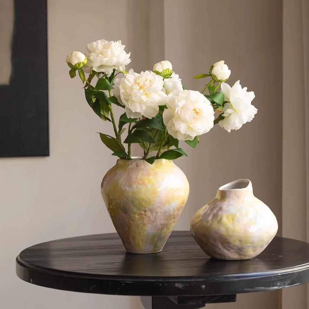 Keramikvase Handgefertigt Steinguttopf Blumenvase Blumenarrangement Zubehör Retro Blumentopf Heimdeko Zubehör