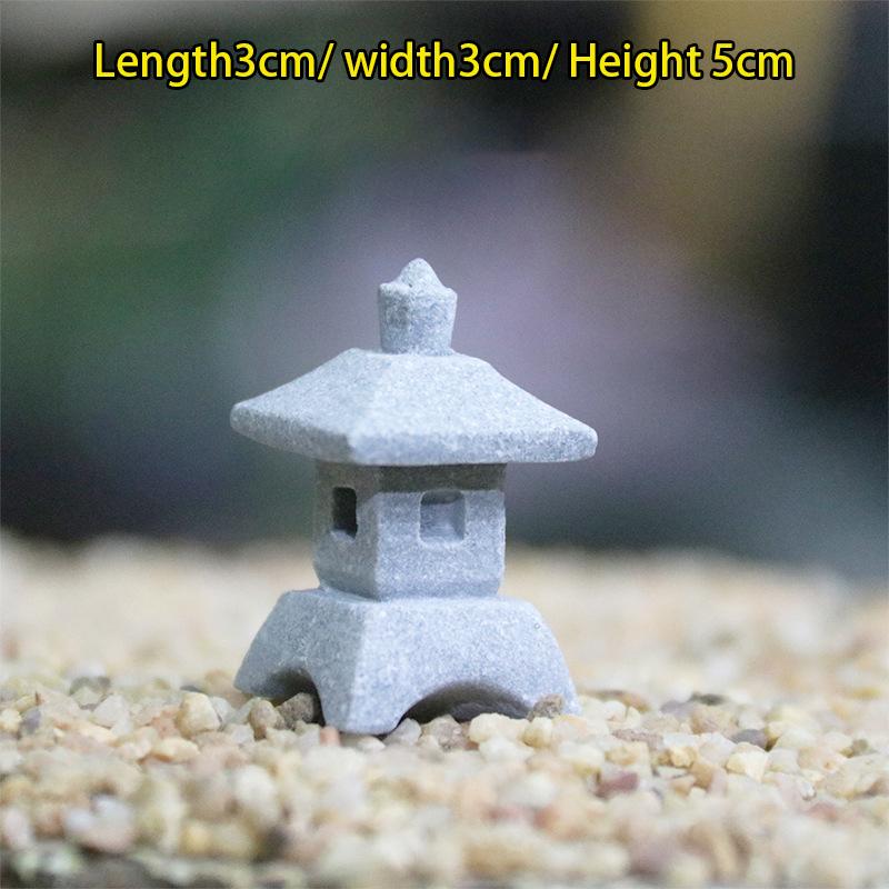 Vintage Zen Miniatyr Sand Stone Tower Pavilion Ornaments Lyktfigurer Japansk hage Bonsai Rockery Lanscaping Home Decor