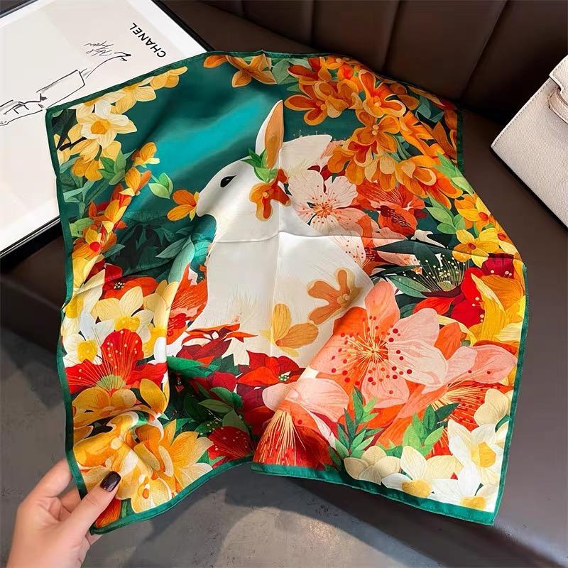 

100% Real Silk Scarf Women New Bandana Square Scarves Wrap Kerchief elegant Spring Fashion Luxury High Quality Hijab 53cm Real Silk 53x53cm