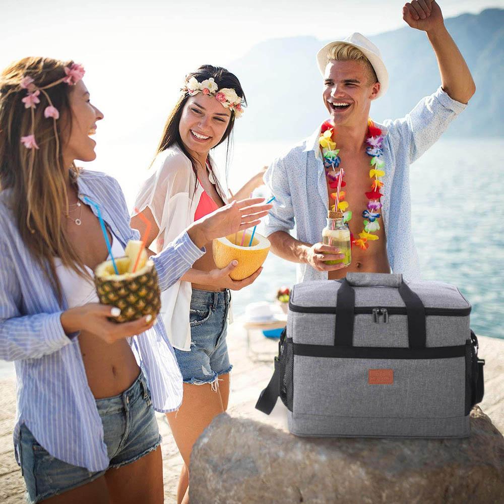32L Soft Cooler Bag With Hard Liner Large Insulated Picnic Lunch Bag Box Cooling Bag For Camping Bbq Family Outdoor Activities