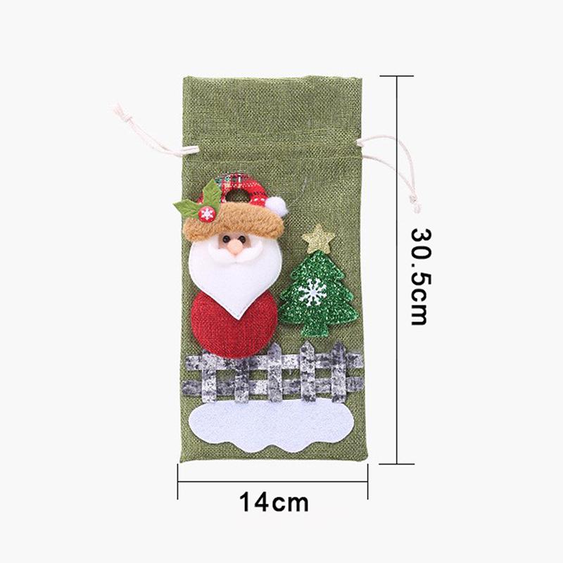 Christmas Wine Bottle Covers Bag Snowman Santa Claus Champagne Bottle Cover Sleeve Merry Christmas  Year Table Decorations