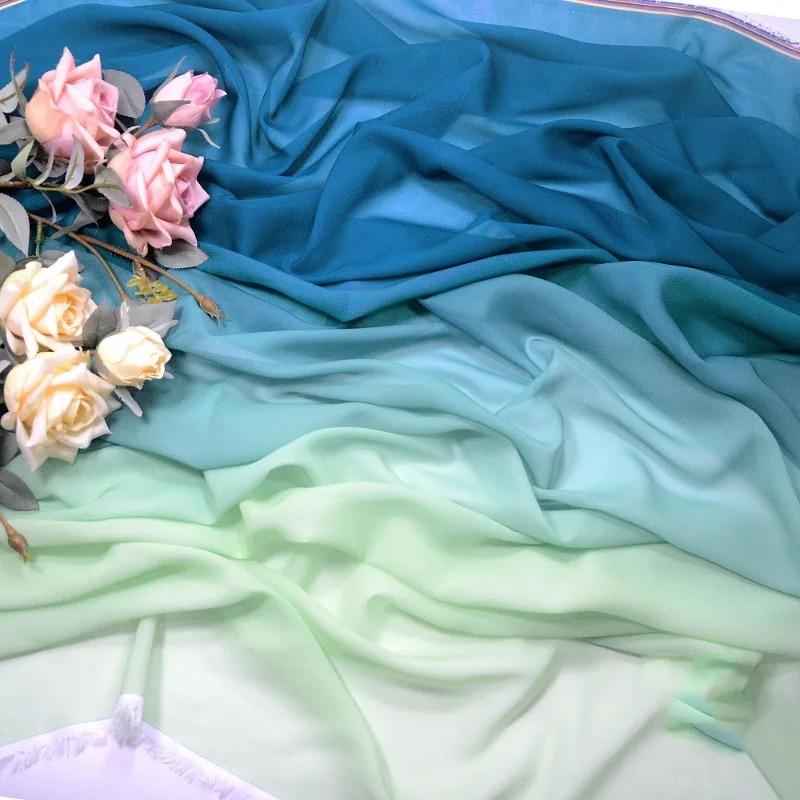 Gradient Color Organza Tulle Fabric 100D Chiffon Fabric for Diy Ancient Style Hanfu Dress Stage Dance Costume Drape Decor Craft