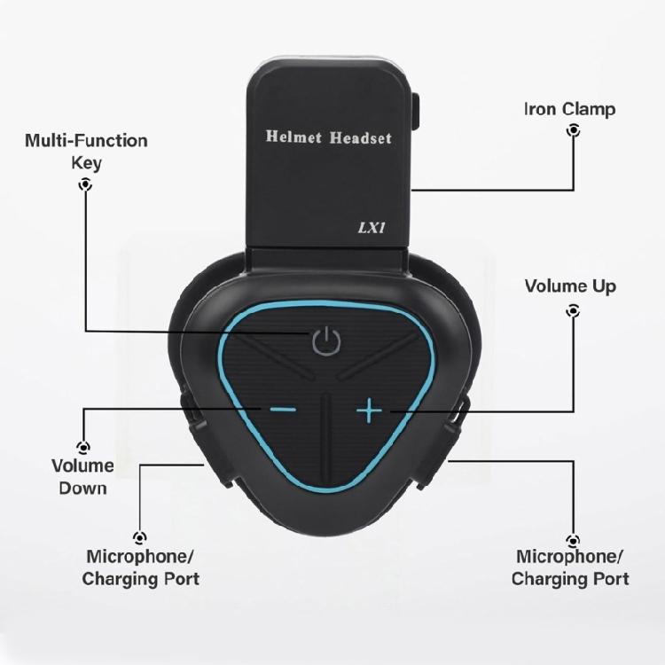 Handfree Headset for Helmets, Delivery Riders, Waterproof, Powerful Sound, 350mAh Long Battery Life, and Comfortable Fit