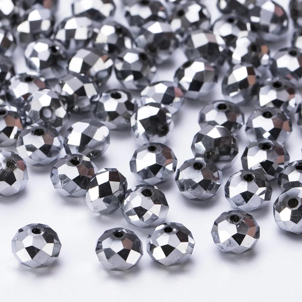 4 6 8 mm Rondell Kristallpärlor Fasetterade Porslinsglas Pärlor Lösa Avståndspärlor för Smyckestillverkning Handarbete Armband Halsband