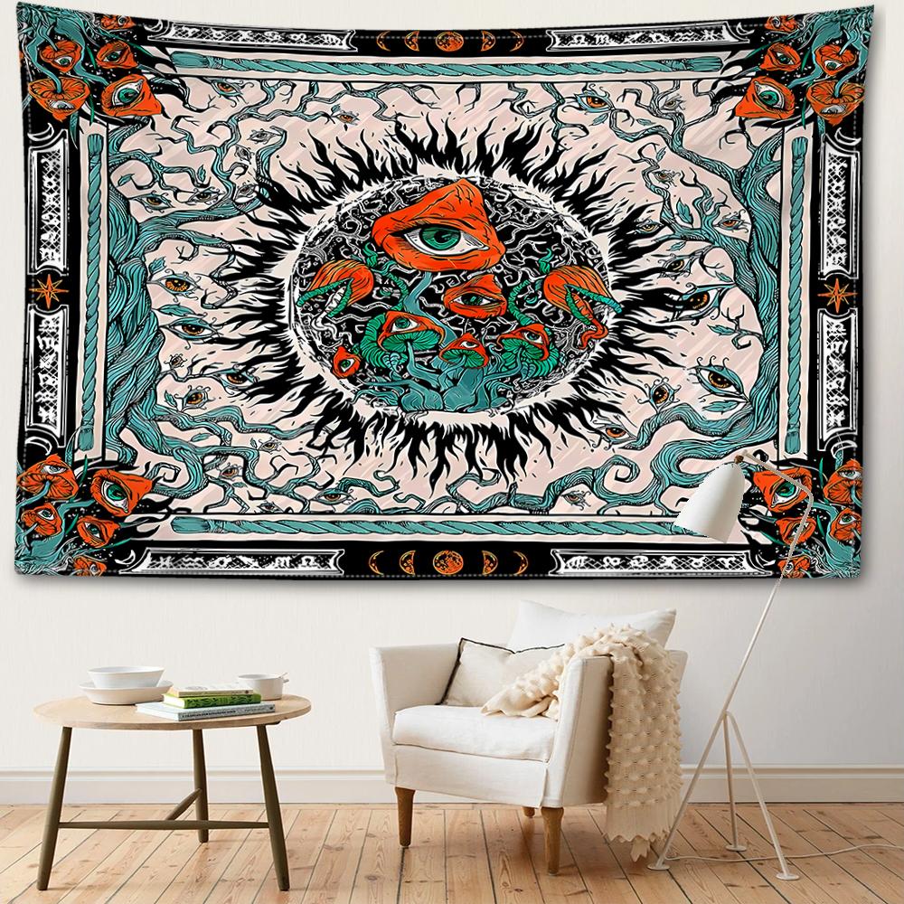 

Фэнтези Мандала Гобелен Настенные Цветы и Растения Таинственные Глаза Богемное Колдовство Спальня Домашний Декор 95x73CM