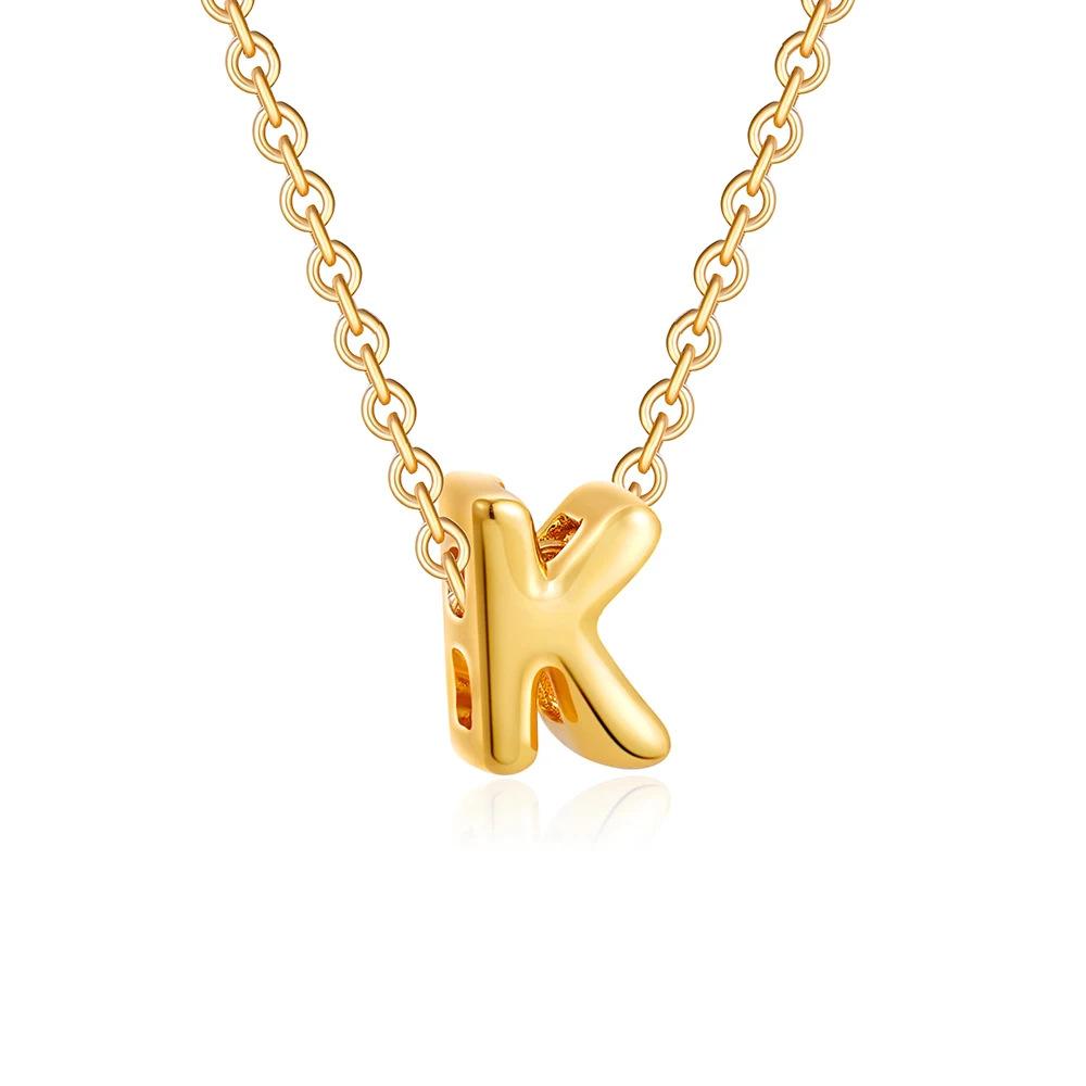 2pcs Fashion 26 Bubble Letter Necklace Gold Necklace