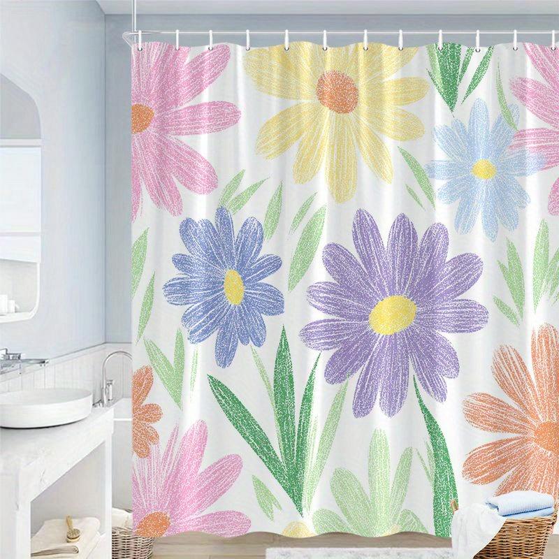 Easy Care Shower Curtain With Hooks Waterproof Anti-mold Cute Simple Style Quick Install For Home Hotel Apartment Dorm Bathroom