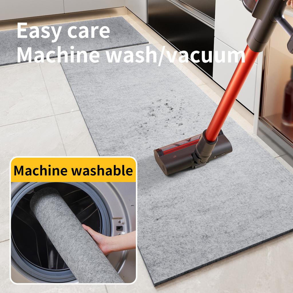 Vlies Küchenteppich - Extra lange ölabsorbierende Bodenmatte, rutschfest & hautfreundlich, minimalistisches Design für die Küche