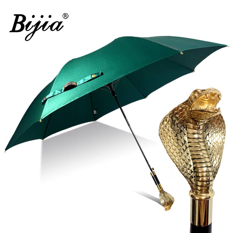 

Royal Gold Cobra Handmade Business Umbrella for Men Automatic Luxury Handle Large Folding Waterproof Sunshade Satin Umbrellas metal-fiber composite&8K зелёный