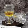 High-Stem Engraved Retro European Style Baijiu & Cocktail Glasses - Mini Spirit Wine Glasses (Set of 1 or 2)