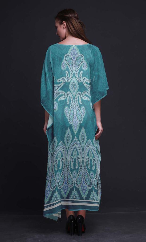 Phagun Floral & Paisley Long Caftan Maxi Dress Beach Swimwear Cover up Womens