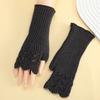 Vintage Winter Wool Gloves Half Finger Crochet Flower Mittens All-Match Fingerless Gloves  Winter