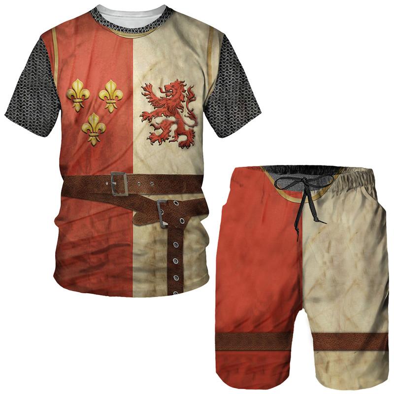 Summer Knight Templar 3D Print Tričko Oblek pro muže Pánské oblečení Tričko s krátkým rukávem Medieval Armor Holy Cross Cosplay oblečení