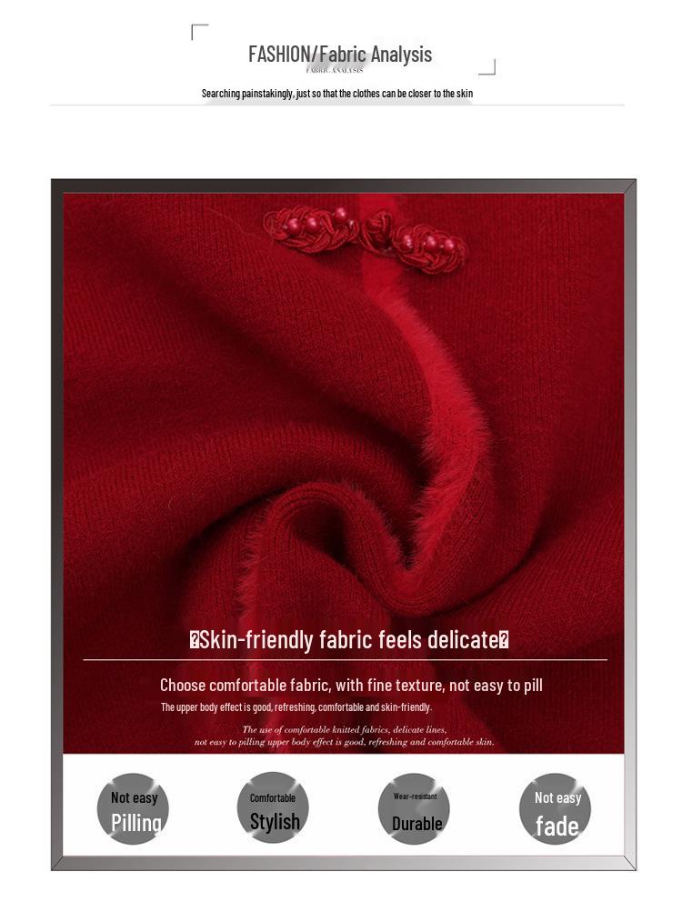 2025 Stylish Velvet-Thickened Winter Sweater for Middle-aged and Elderly Women - Warm One-piece Base Layer