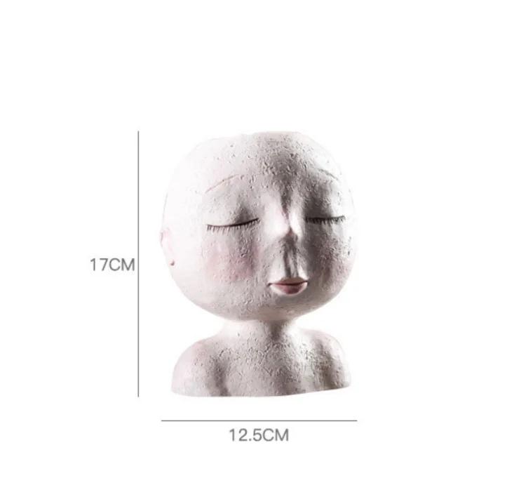 

Скандинавская смола Ваза в виде человеческой головы Искусство Цветочная композиция Кукла Скульптура Цветочный горшок Комнатное растение Украшение для дома и сада