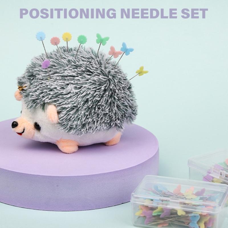 2 Sewing Set Flower Head Pins Sewing Pins Hedgehog Shape Pin Cushion Sewing Straight Pins Quilting Pins for Projects